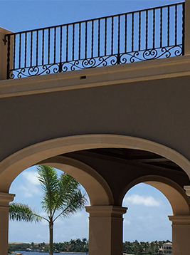 Aluminum deck balusters installed on second story exterior railing