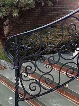 Baroque aluminum balusters with decorative scroll railing design