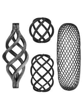 Baskets spheres and oblongs decorative metal railing components