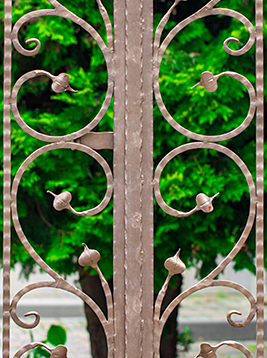 Hammered square bars used in ornamental iron railing design