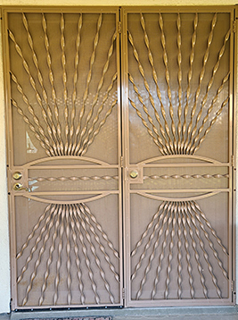 Twisted flat bars used in decorative metal security doors