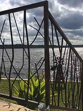 Wood grain spindles installed on exterior decorative railing