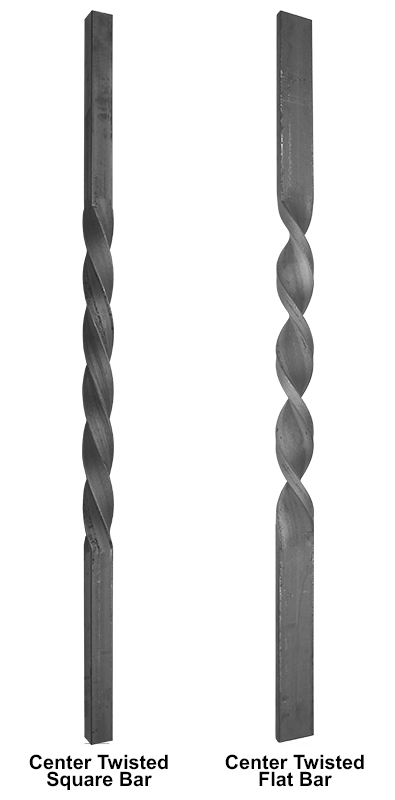 Center twisted square bar and center twisted flat bar metal bar comparison showing two bar profiles