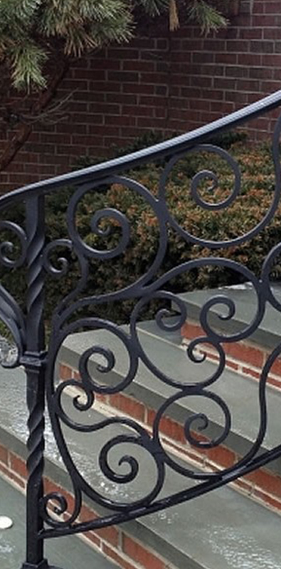 Baroque aluminum balusters with decorative scroll railing design