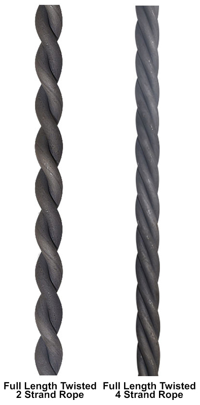 2 strand rope and 4 strand rope comparison showing two bar styles