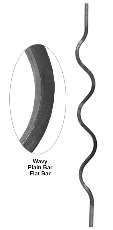 Wavy plain flat bar metal bar detail showing smooth flowing wave profile